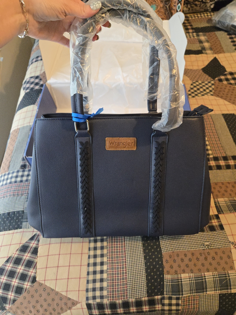 Wrangler Navy Structured Tote Bag